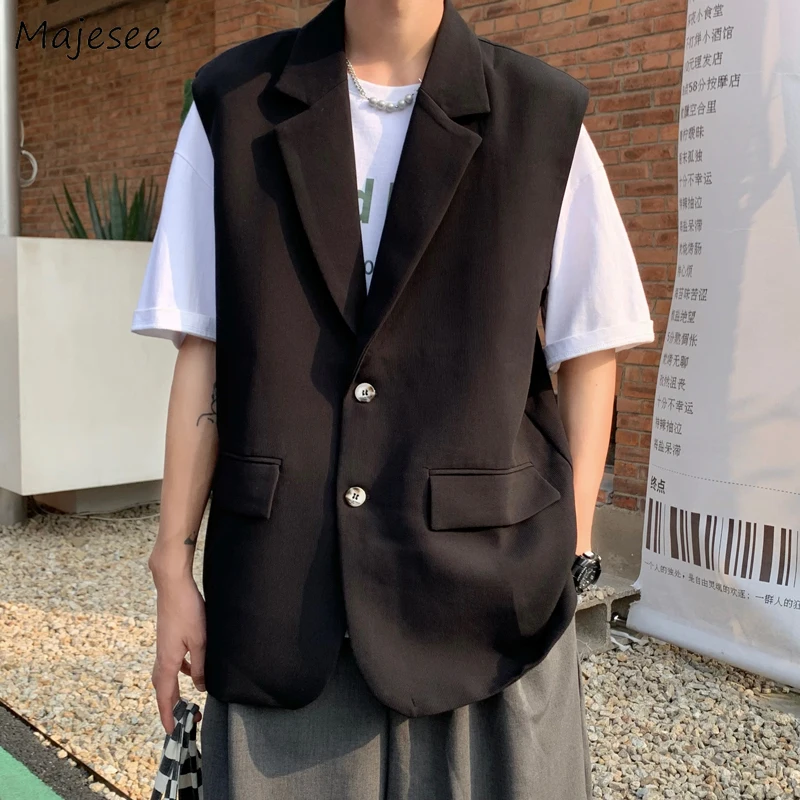 

Hop Design Handsome Streetwear Fashion Hip Baggy Gentle Vests Coat Men Clothing All-match Teens Sleeveless College Japanese