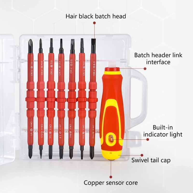 Магнитная отвертка 15 в 1 сменная изолированная с магнитной стальной шлицевой