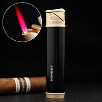 mini portable cylindrical cigar lighter metal outdoor windproof refillable butane gas lighter cigarette accessories mens gift