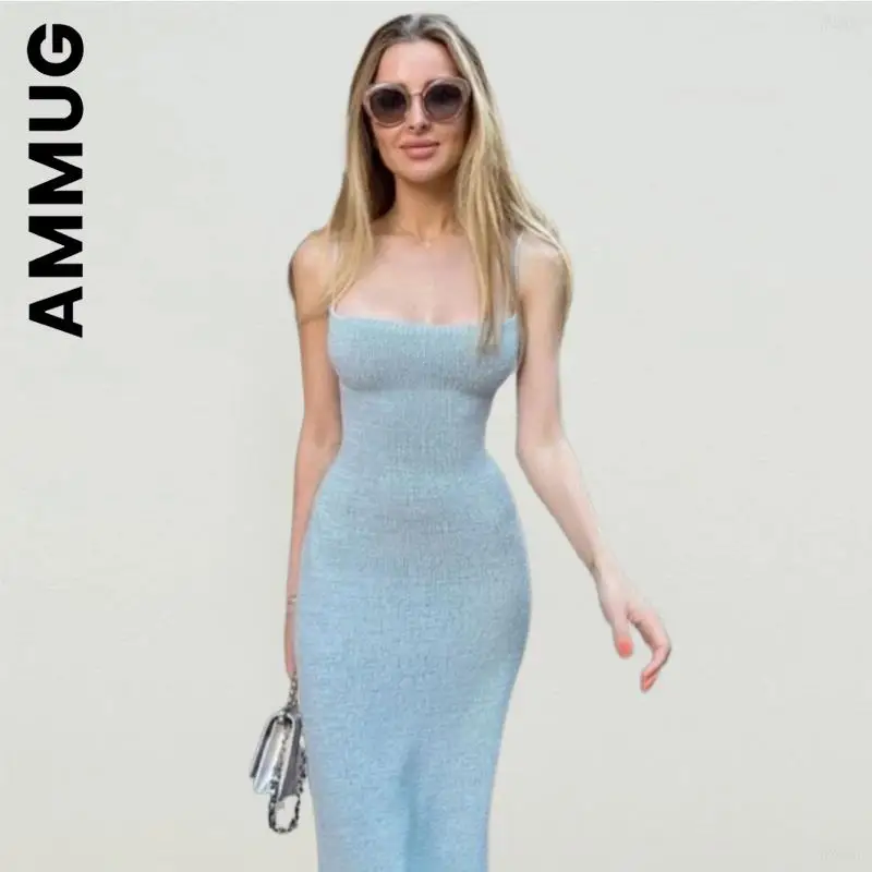 

Ammug Fashion Spring Backless Lace Up Knitted Sweater Dress Soft Outfits Vocation Style Lazy Clothing Female Vestidos