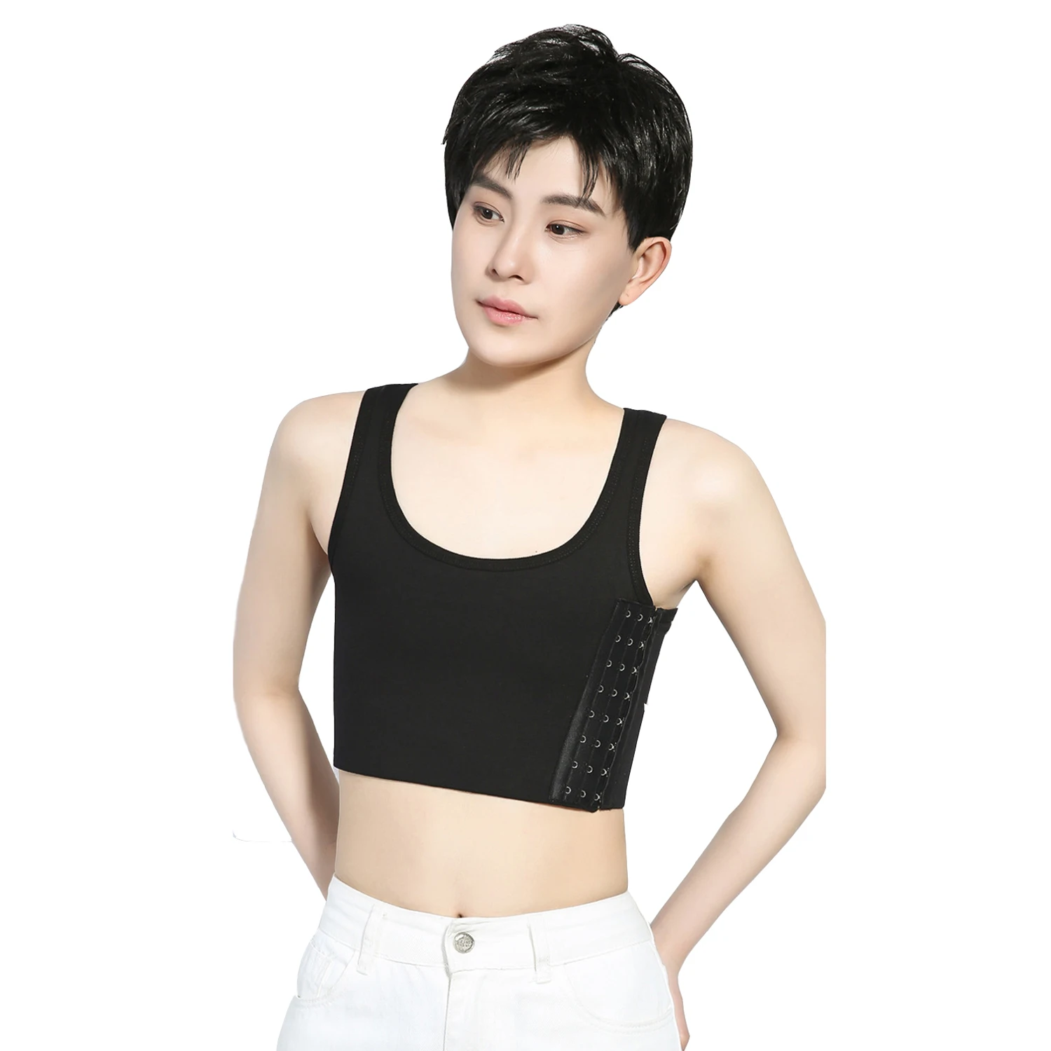 

BaronHong Tomboy Breathable Cotton Elastic Band 3 Rows of Hooks Chest Binder Masculine Tank Top