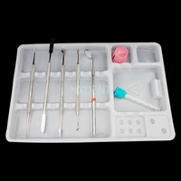 10pcs dental disposable oral package mouth mirror tweezer probe instrument box disposable plastic dentist tray 2size for choose