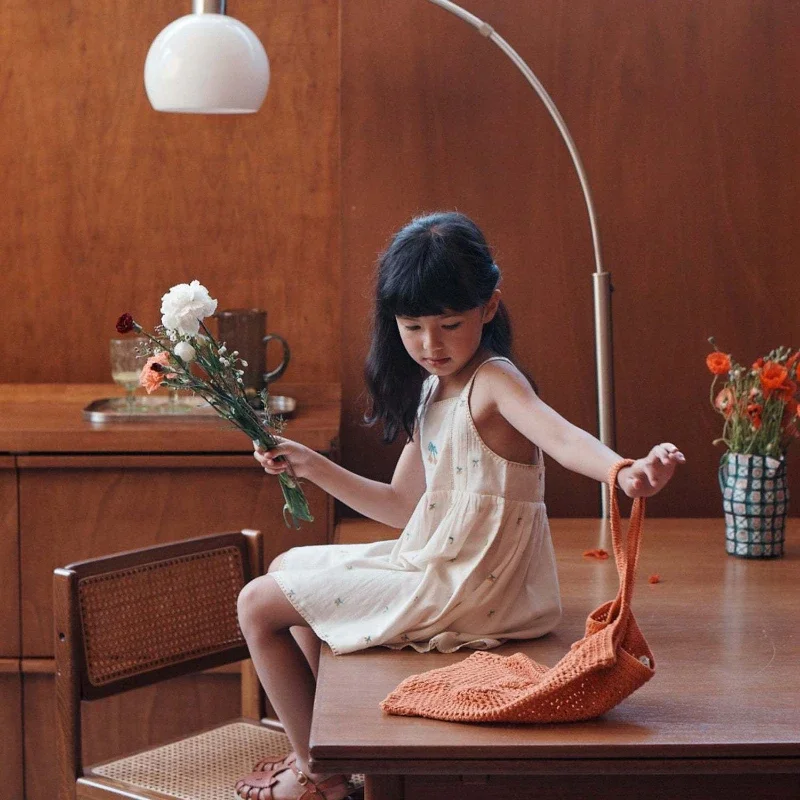 Детское платье Новинка лета 2024 принцессы в пасторальном стиле с вышивкой и