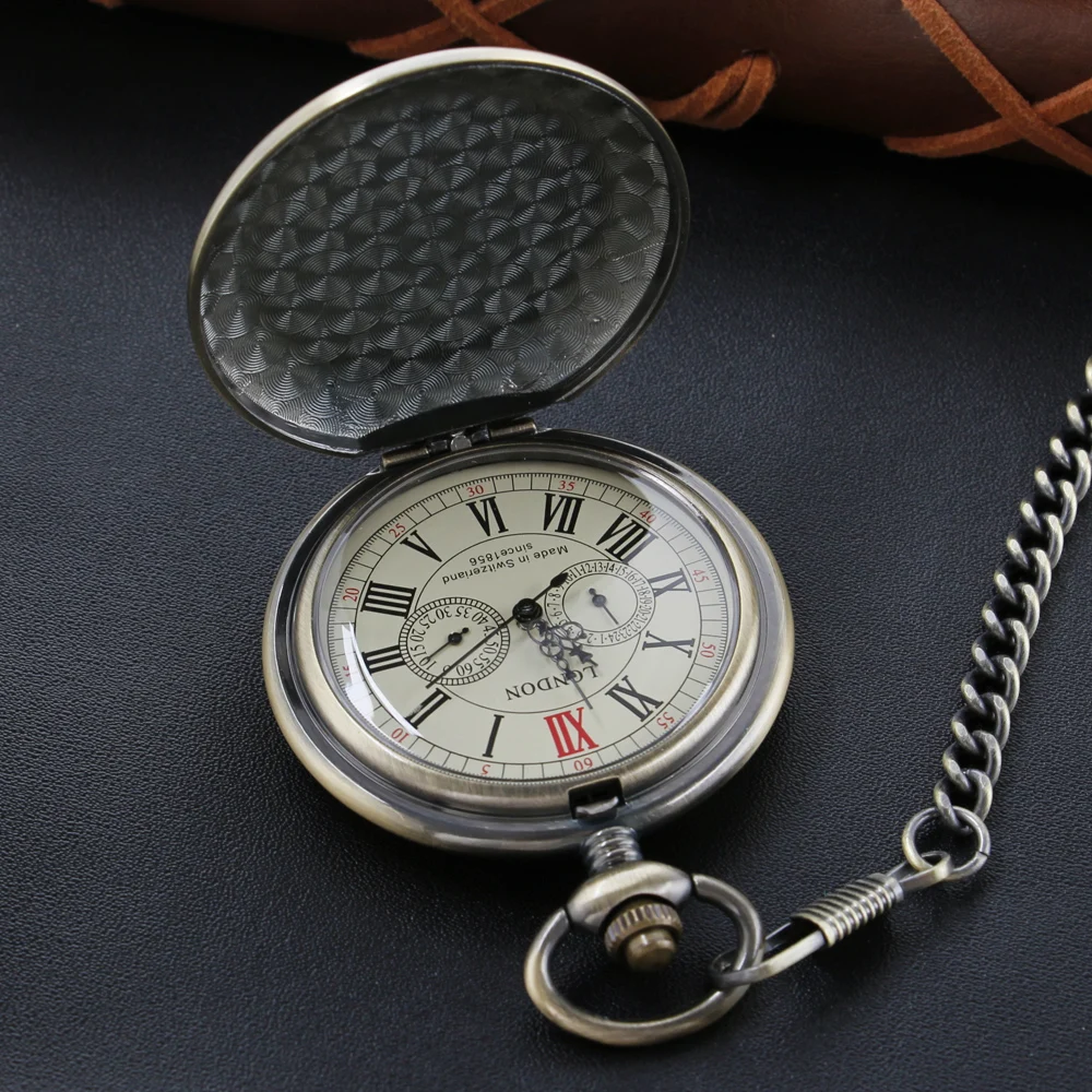 Antique Reindeer Hunter Series Manual Stringed Mechanical Pocket Watch Men's Necklace Pendant Clock Vintage Gentleman Gift