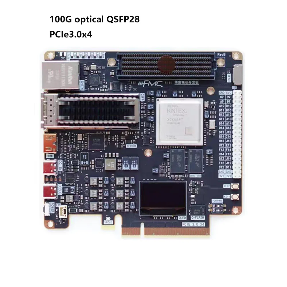 Фото Плата разработки AvaCoreFPGA PCIe Xilinx Kintex Ultrascale+ XCKU5P с DDR4, PCIe3.0x4, 100G оптическим интерфейсом QSFP28 FMC HPC HD №2