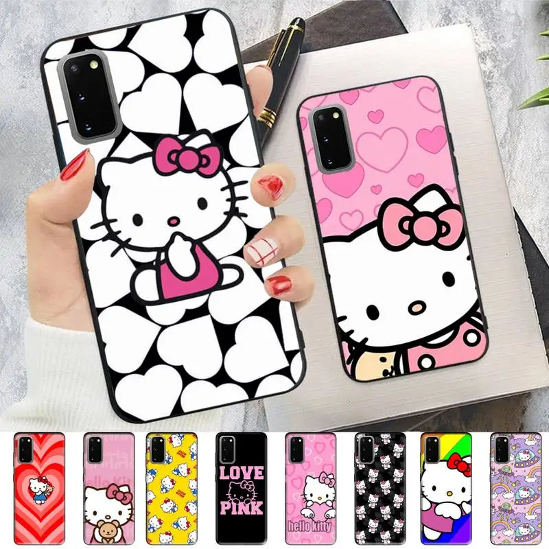 

Cute cartoon hello Cat Phone Case for Samsung S10 21 20 9 8 plus lite S20 UlTRA 7edge