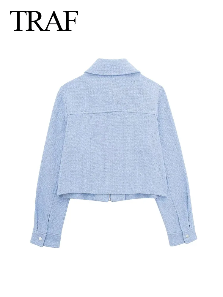 Куртка женская с отложным воротником на молнии карманами