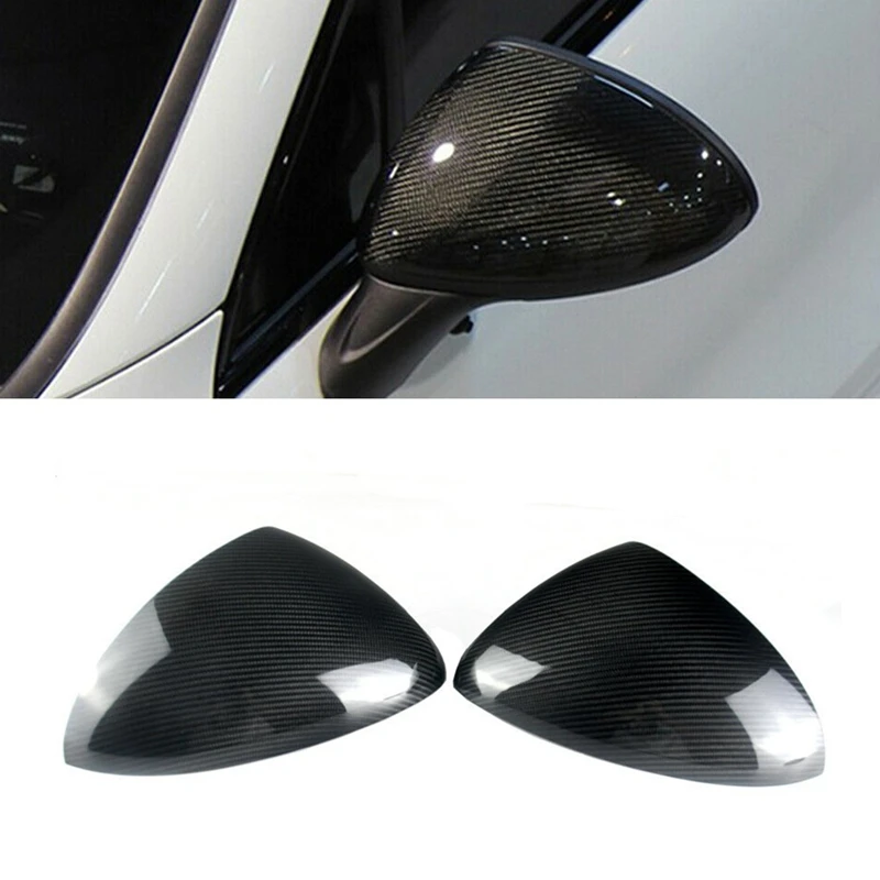 

2Pcs Car Carbon Fiber Side Rear View Mirror Cover Trim For-Porsche Cayenne 958 2011-2014