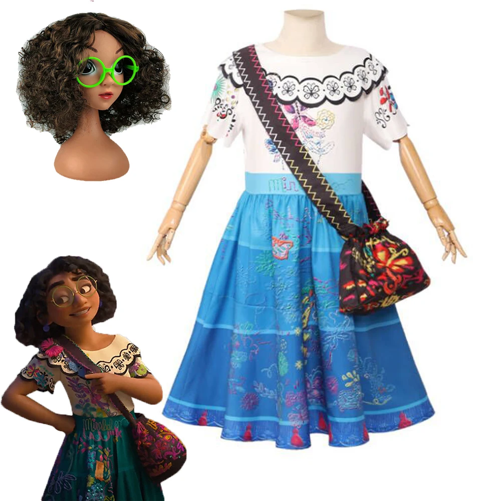 

Encanto Madrigal Cosplay Costume Girl Dress Princess Dress Glasses Earrings Mirabel Costume Dolores Encanto Isabela dresses