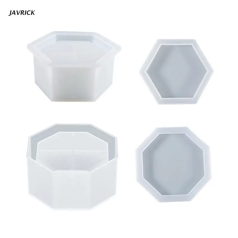 

Trinket Storage Resin Jewelry Box Mold Storage Box Hexagon Silicone Mold Used for DIY Jewelry Container with Lid Craft