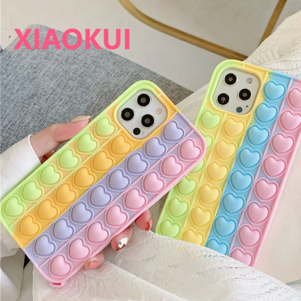 

3D Push Pop Stress Relief Case For iPhone 13 11 12Mini Pro X XR Press Bubble Toys Soft Silicone Cover for iphone XS Max 7 8 Plus