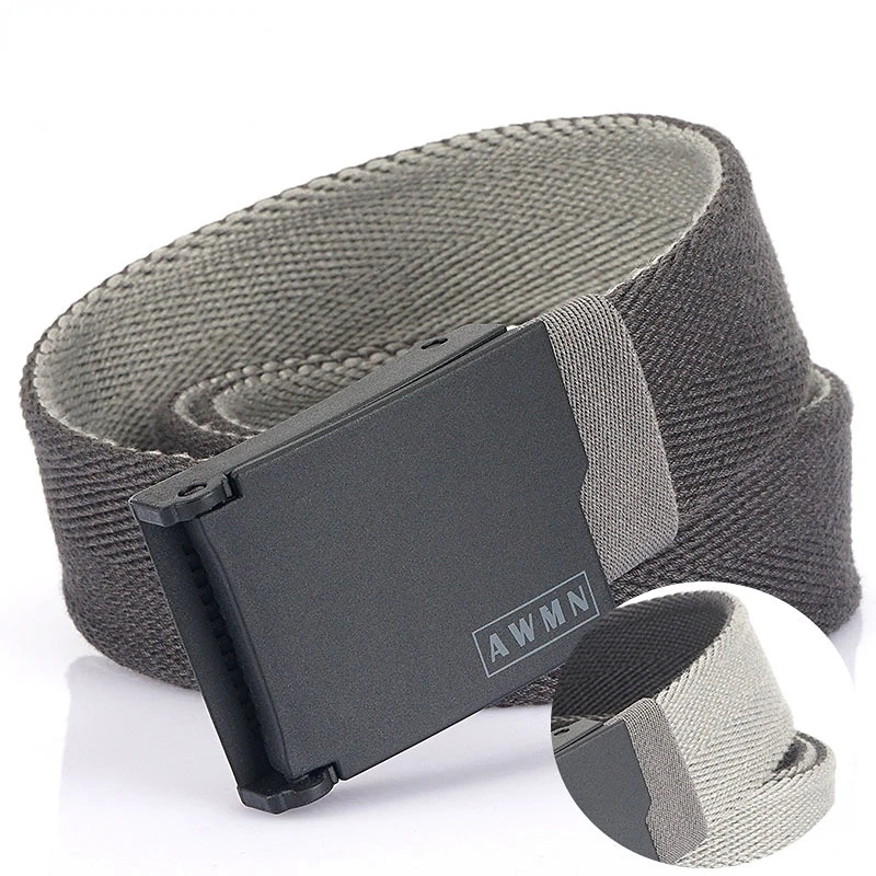 3.8cm Solid Color Unisex Nylon Belt Plastic Buckle Double Color Canvas Casual Outdoor Breathable Men's Belt Wholesale