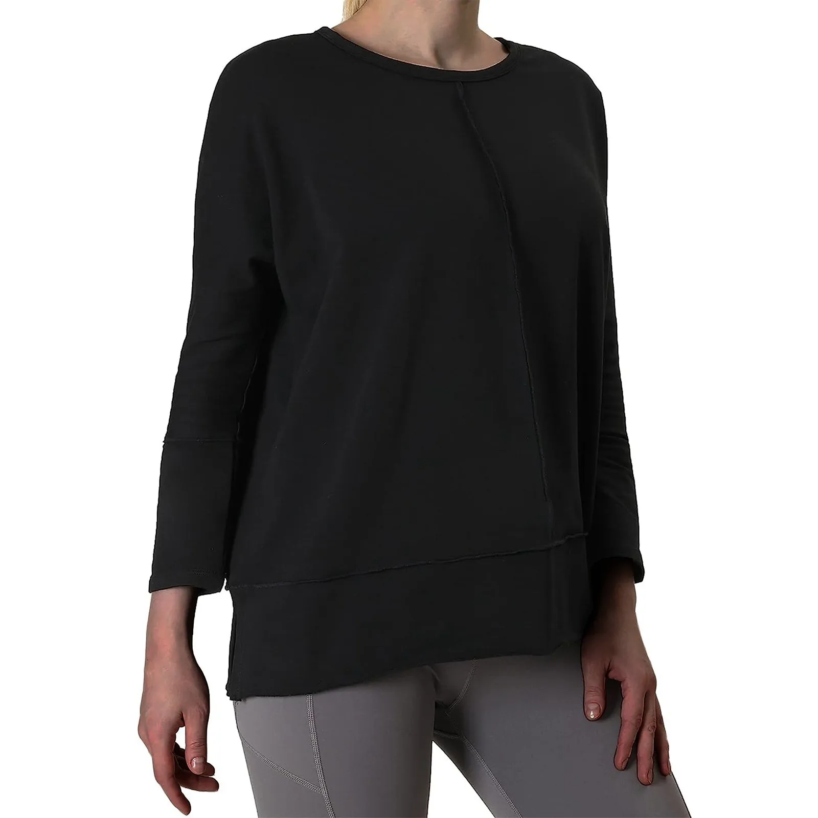 

Women Round Neck Solid Sweatshirt Loose Fit Tops Long Sleeve Clothing Casual Sport Pullover Female Daily Hoodie Autumn Winter