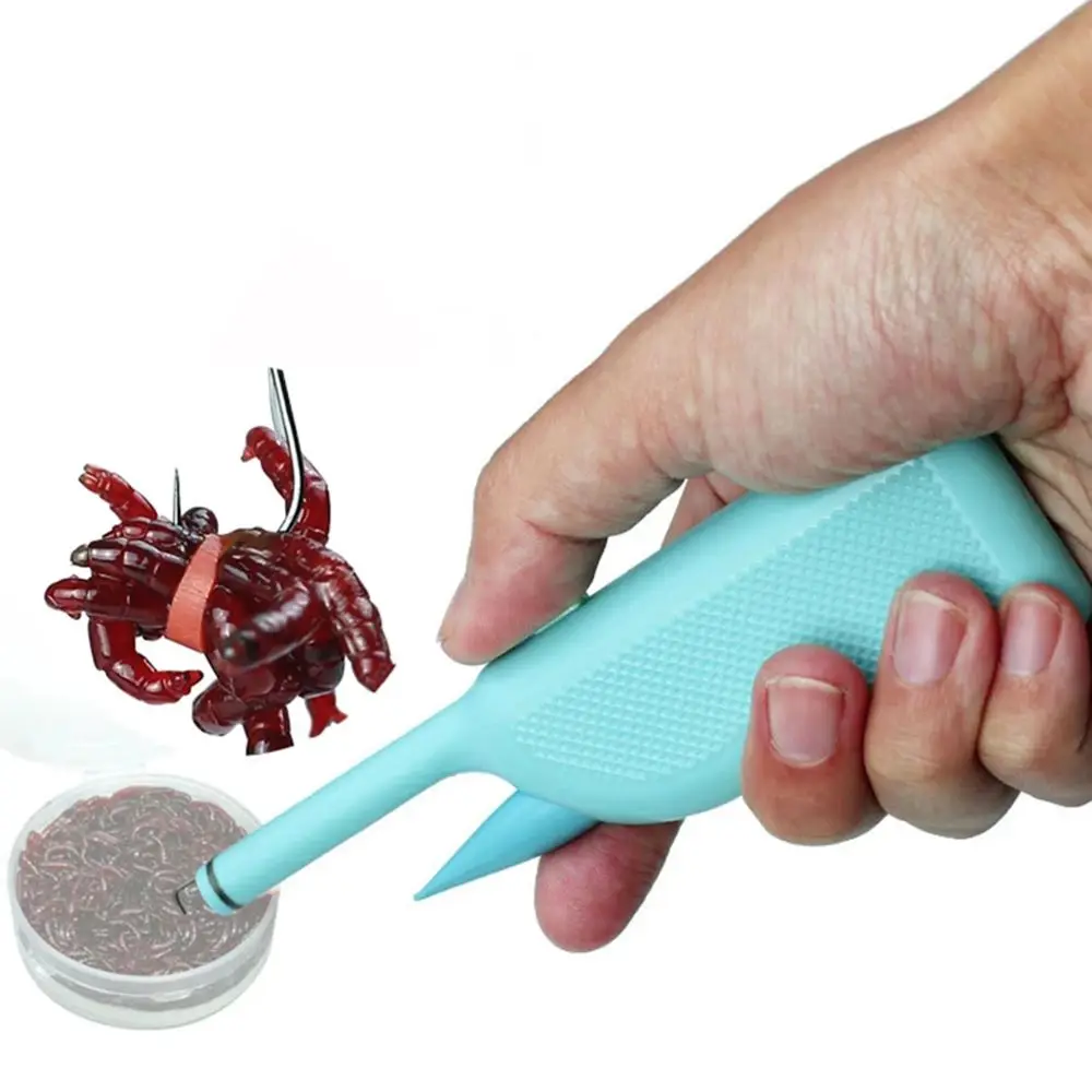 

New Earthworm Bloodworm Clip Device Portable ABS Fishing Tackle 2021 Fishing Baits Lure Accessory With 1 Bag Rubber Bands