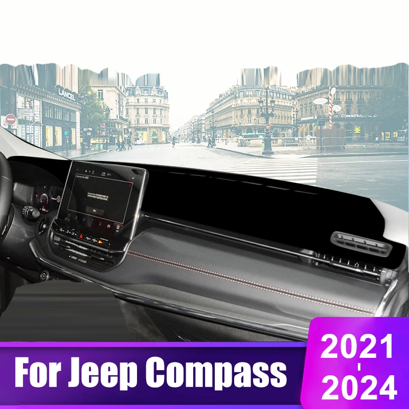 

For Jeep Compass 2021 2022 2023 2024 Car Dashboard Cover Dash Mat Sun Shade Instrument Desk Non-slip Pad Accessories