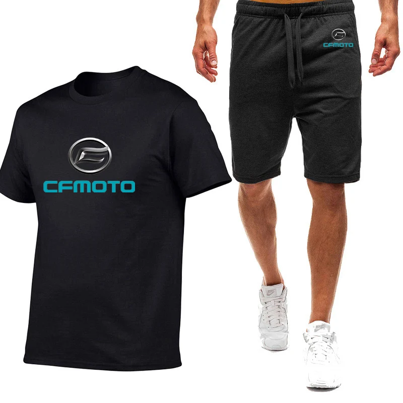 

Cfmoto 2022 мужские новые летние спортивные дышащие футболки с коротким рукавом Harajuku высококачественный хип-хоп хлопок короткие костюмы Спортивная одежда