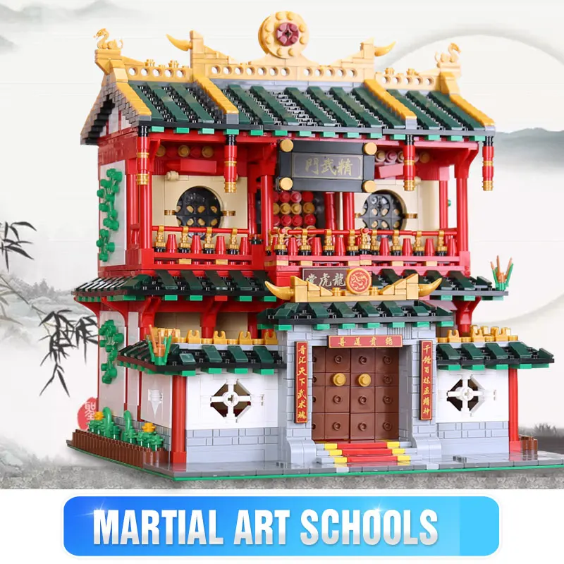 

Chinese Architecture Street View The Chinese Martial Arts Set 01004 Model Building Blocks Bricks Kits Toys