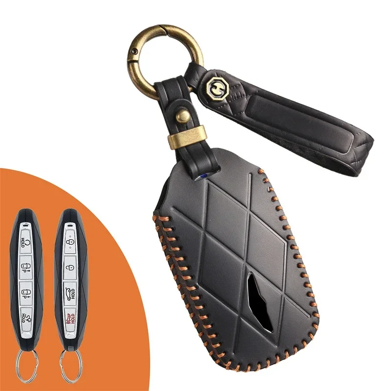 

Для Hyundai Genesis G80 2023 2024 2025 G70 G90 G90RS4 GV60 GV80 Автомобильный аксессуар Новый кожаный чехол для автомобильного ключа Smart Remote Fobs Case