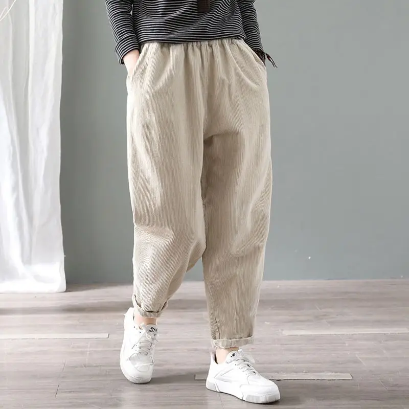 Вельветовые брюки для детей на осень и зиму новый стиль свободные большого