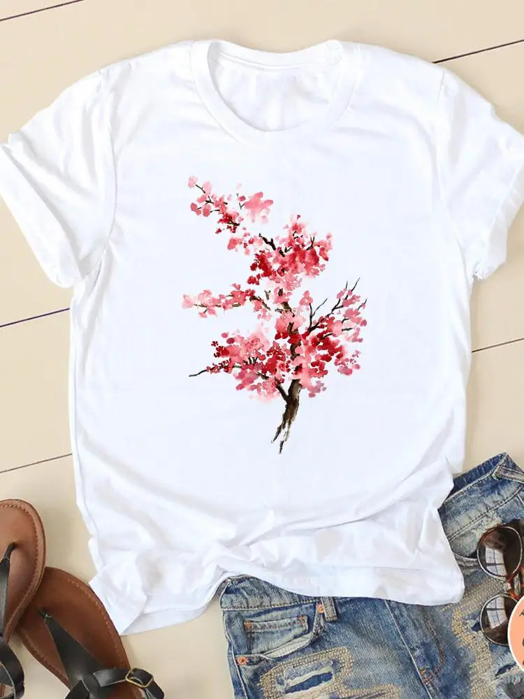 

Women Tee Clothing Summer Fashion Female Short Sleeve T-shirts Watercolor Art Cute Trend Casual Regular Graphic T Shirt Clothes