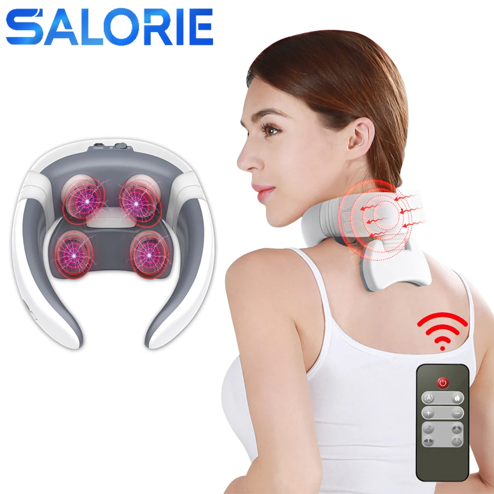 

Electric Neck Massager Cervical Massager Pain Relief Tens Low Frequency Pulse Heating EMS Microcurrent Shiatsu Relaxation