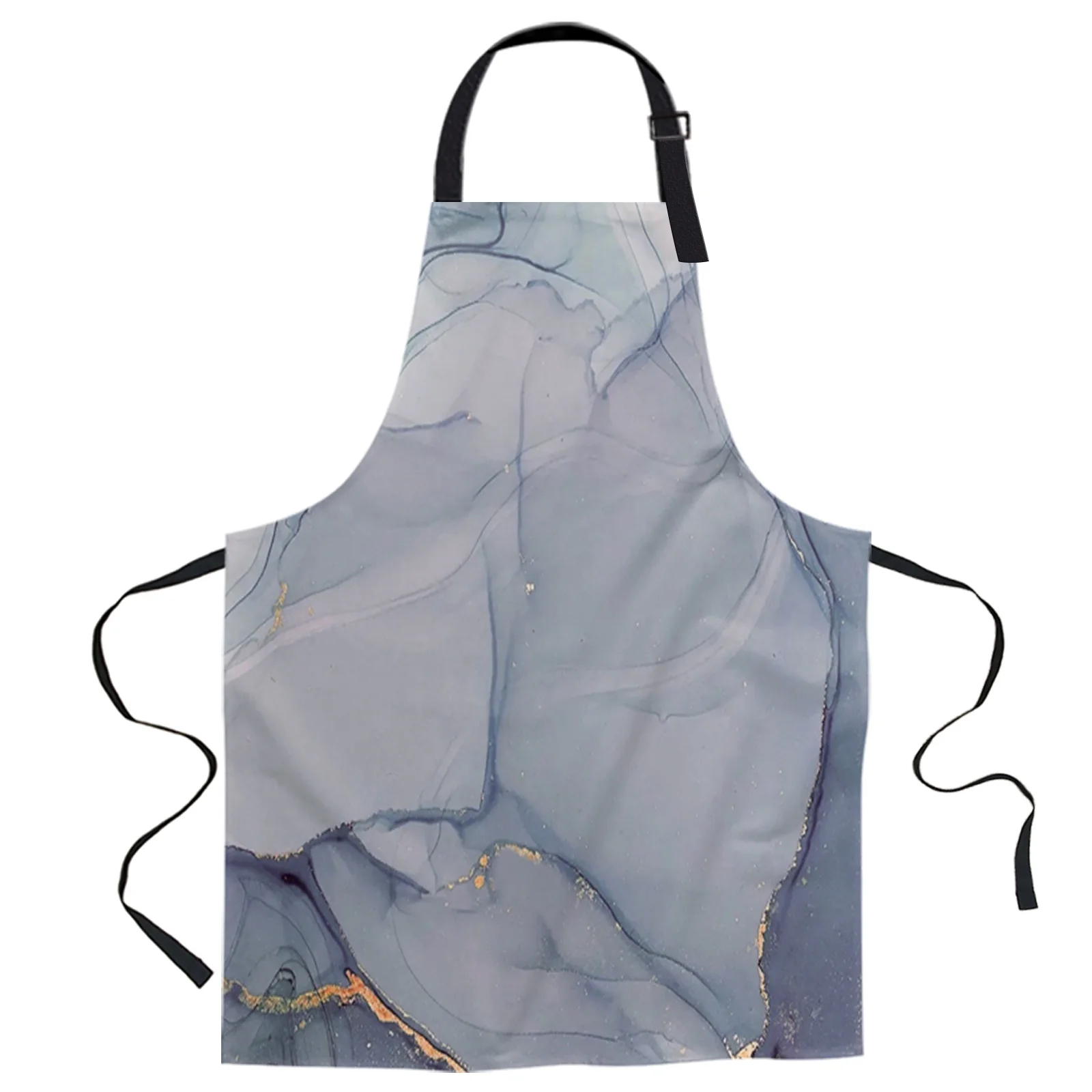 

Marble Texture Gold Foil Design Adjustable Canvas Kitchen Coffee Apron Ladies Couple Cooking Dining