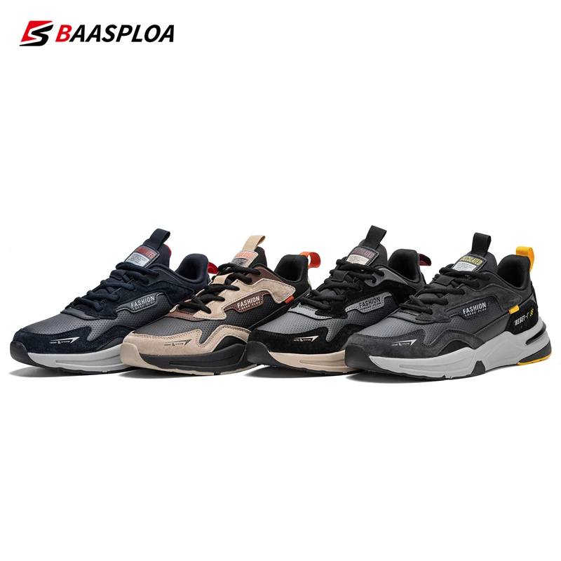 Autumn Men's Leather Running Shoes Comfortable Fashion Casual Sneaker Lightweight Water Proof Male Shoes Baasploa 2022 New