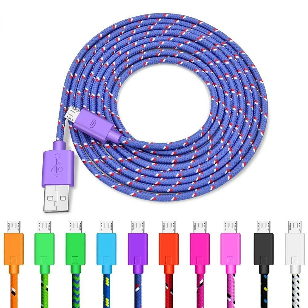 

Micro USB Cable 1m 2m 3m Nylon Braided Data Sync USB Charger Cable for Samsung Huawei Xiaomi HTC Android Phone USB Micro Cables