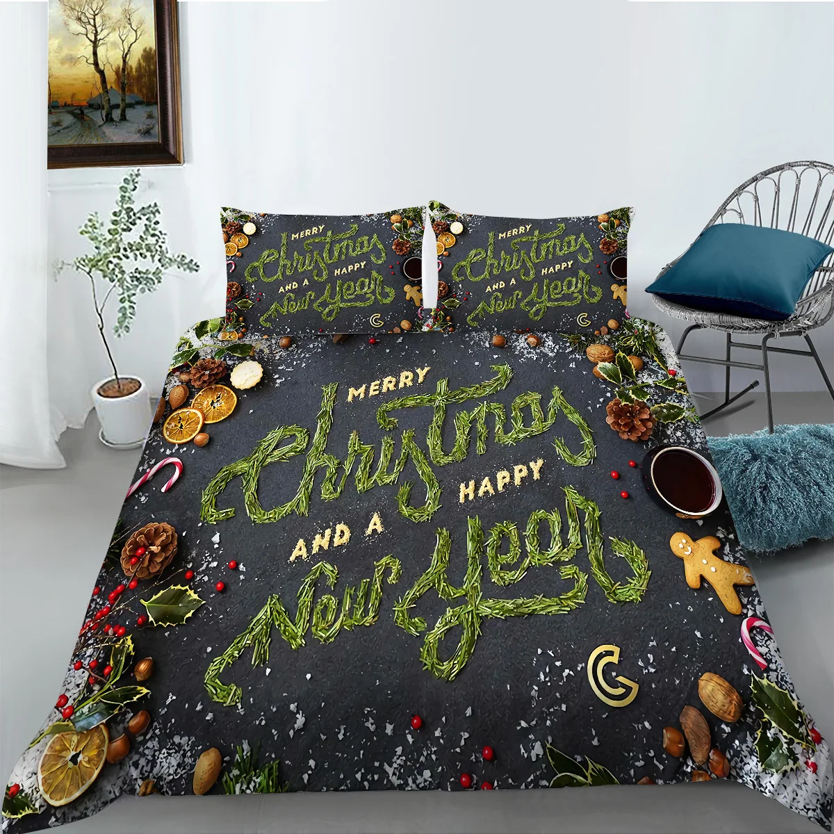 

Hot Style 2 or 3pcs Christmas Printing Soft Duvet Cover Sets 1 Quilt Cover + 1/2 Pillowcases Single Twin Full Queen King