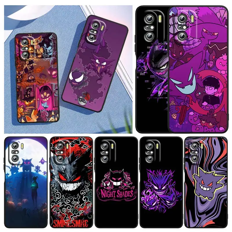 

Pokemon Ghost Gengar For Xiaomi Redmi Note 10S 10 K50 K40 Gaming Pro 10 9AT 9A 9C 9T 8 7A 6A 5 4X Black Soft Phone Case