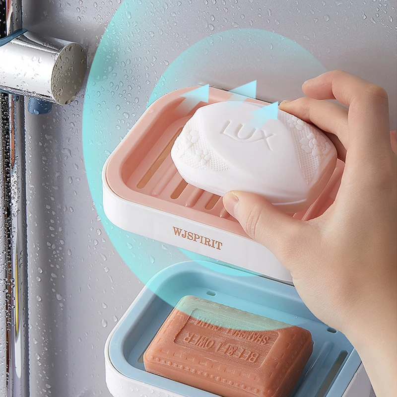 

Настенный пластиковый контейнер для мыла, ванной комнаты, держатель для губки, полка для хранения в туалете, поднос для слива воды, коробка д...