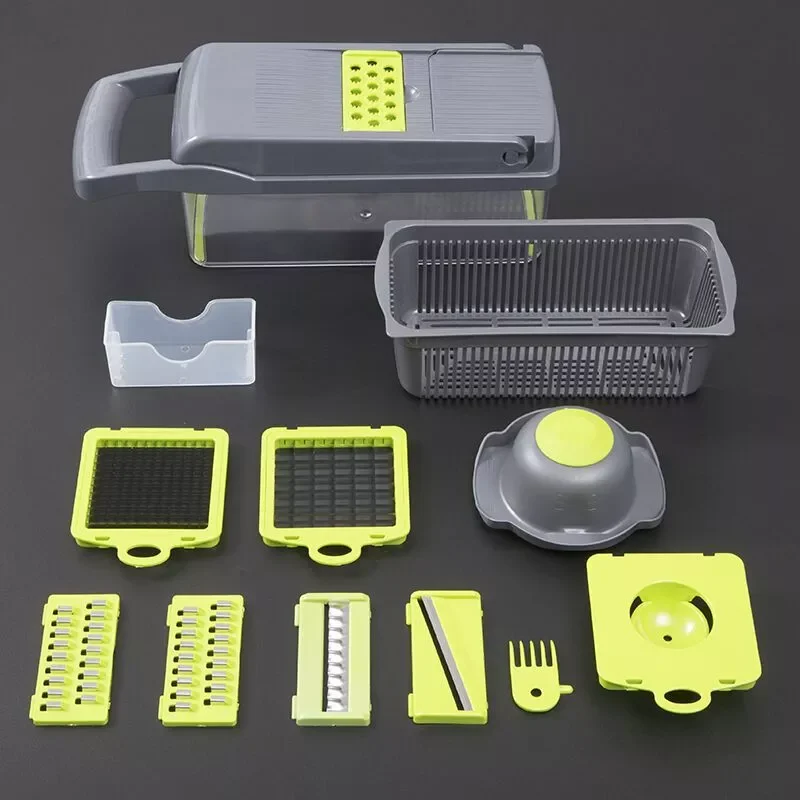 

Multifunctional Vegetable Cutter 10 In 1 Food Chopper Slicer Grater Peeler Potato Peeler Carrot Grater Drain Basket Kitchen Tool