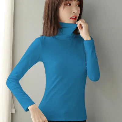 

2021 NEW FASHION WOMEN cotton blouse spring and autumn thin section high collar T-sleeve solid color