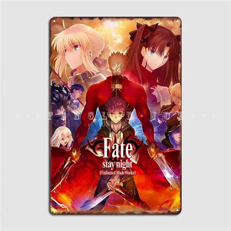 

Fate Stay Night Metal Plaque Poster Pub Mural Design Wall Decor Tin Sign Posters