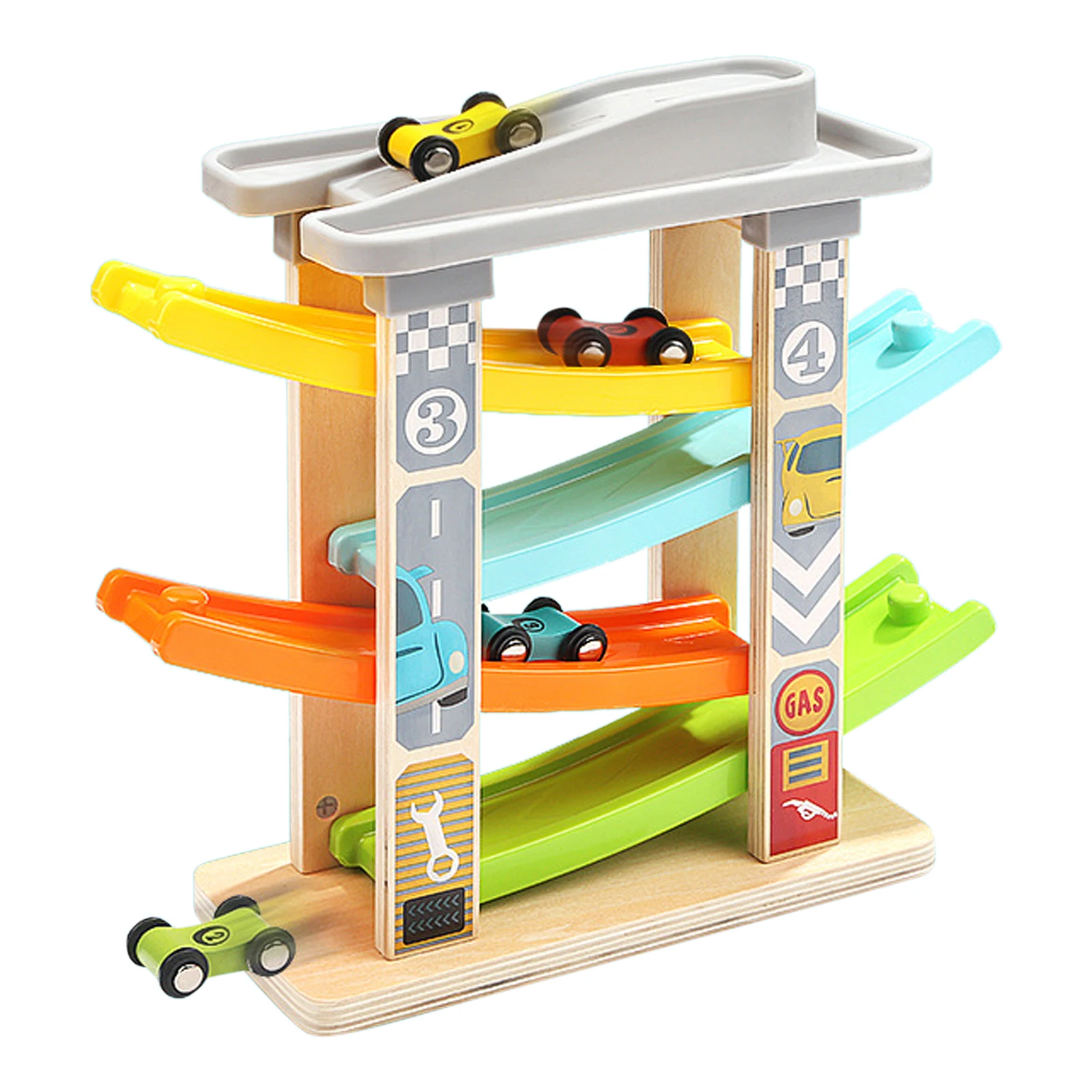 

Motor Skill Wooden Race Ramp Toy Kids Car Track Hand Eye Coordination For Toddler Early Educational Intelligence Development