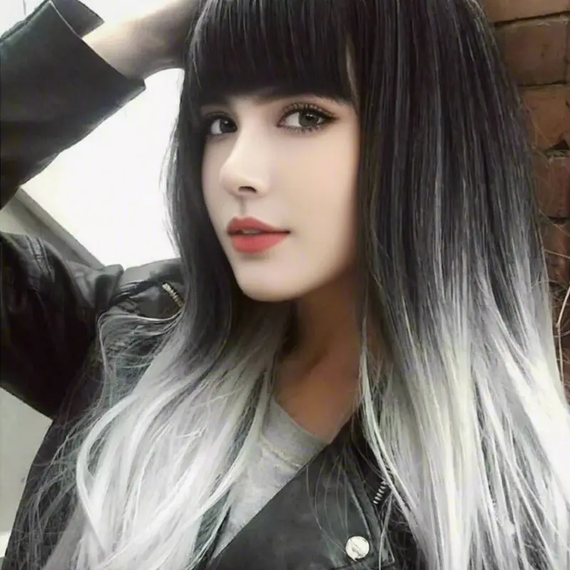 24 дюйма серый градиентный длинный парик-элегантный синтетический женский парик