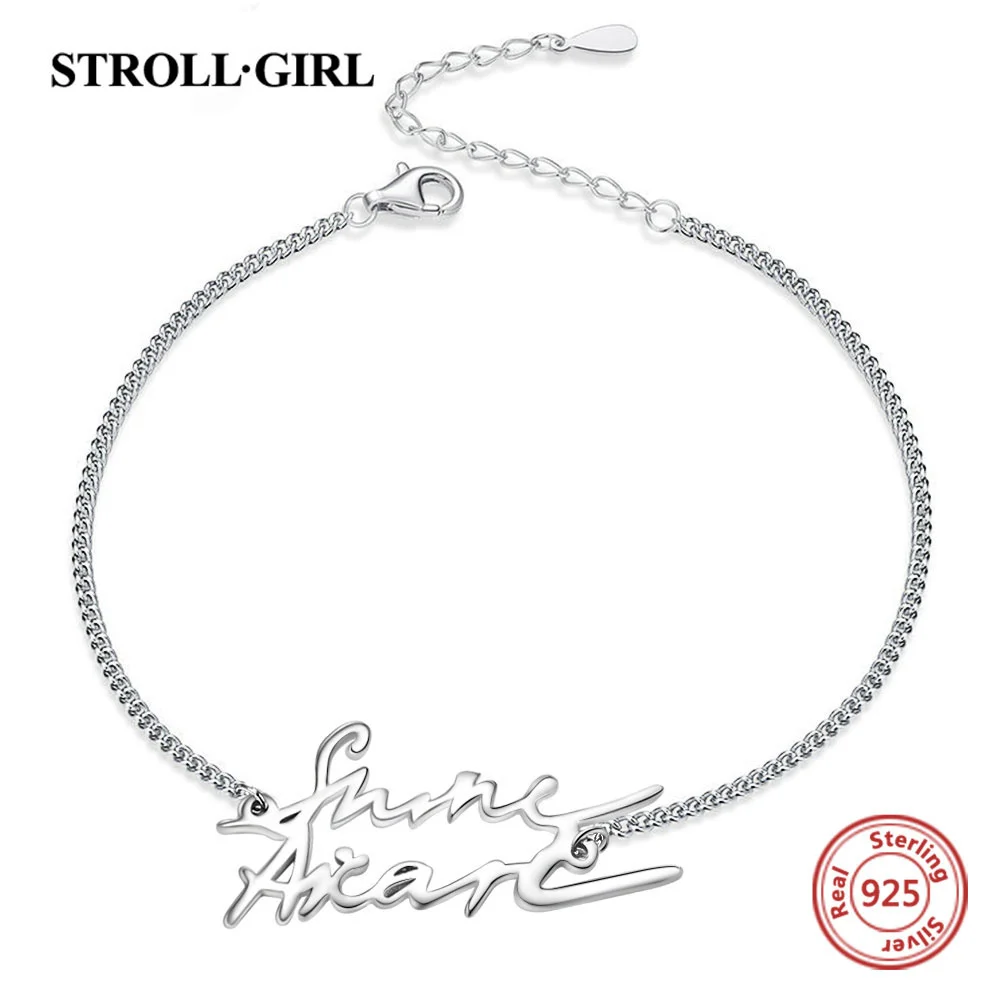 Strollgirl 925 Sterling Silver Personalized Customization Handwriting Bracelet Custom Actual Handwriting Jewelry Keepsake Gift