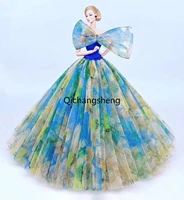 16 blue floral off shoulder wedding dress for barbie doll clothes for barbie princess outfits gown 16 accessories clothing toy