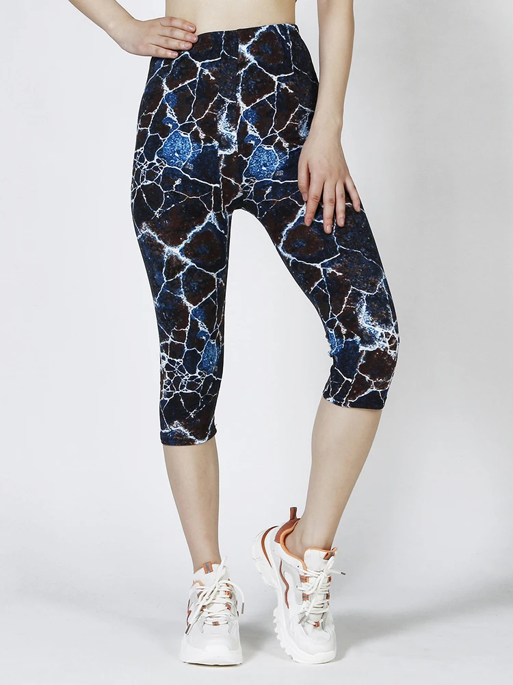 

VISNXGI Soft Stretchy Summer Digital Printing Cropped Pants Casual Leggings Sports Yoga Women Capri Dropshipping