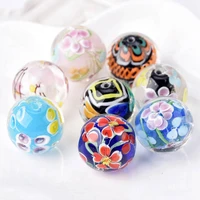 1pcs big round shape 20mm handmade flower lampwork glass loose beads for jewelry making diy crafts findings