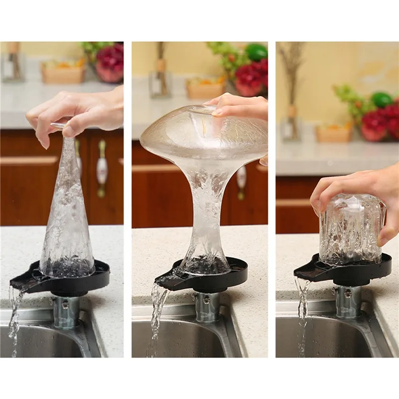 

Faucet Glass Rinser For Kitchen Sink Automatic Cup Washer Bar Glass Rinser Coffee Pitcher Wash Cup Tool Kitchen Sink Accessories