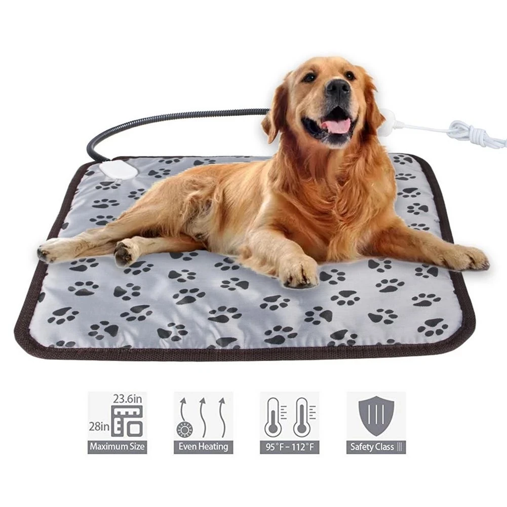 Pet Electric Blanket 110V Dogs Cats Electric Heating Pad Thicker Heater Heated Blanket With Anti-bite Tube For Pets Winter Warm