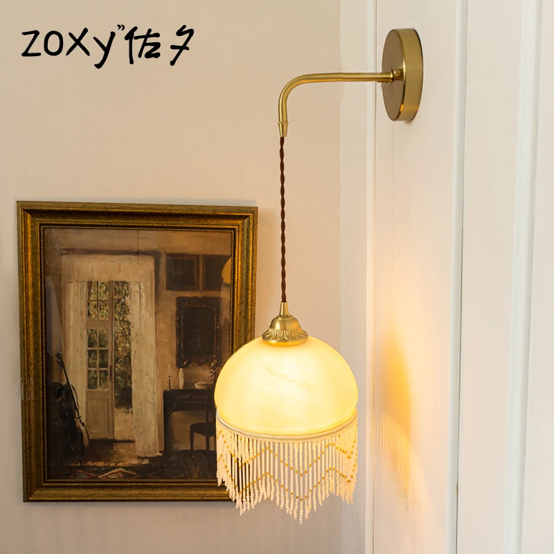 

Прикроватная лампа из античной латуни FQ во французском стиле для гостиной в стиле ретро