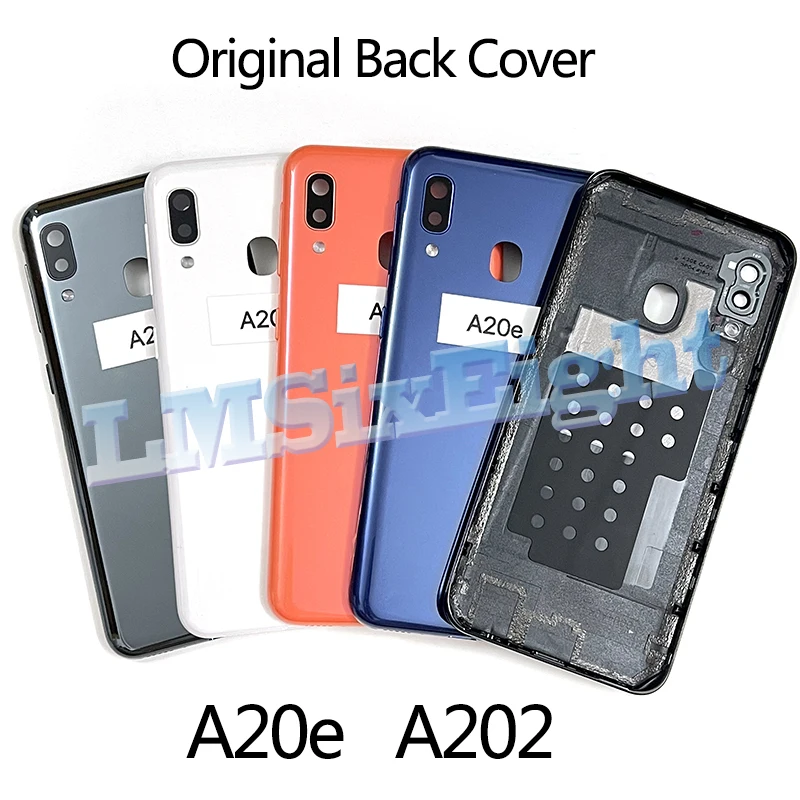 Оригинальная задняя крышка A20e для Samsung Galaxy A20E, A20e, A202, A202F, A202DS, задняя крышка батарейного отсека, Крышка корпуса + объектив камеры