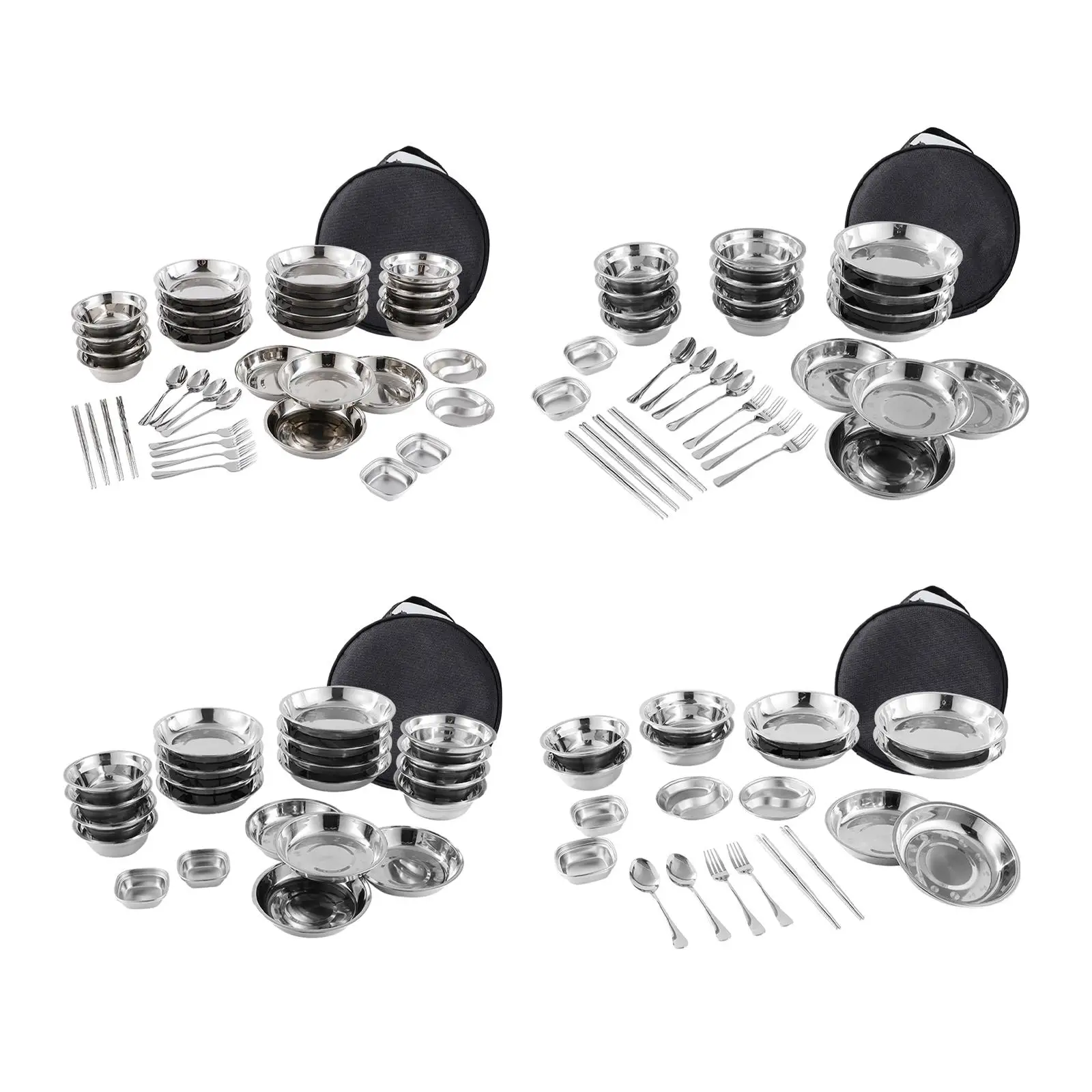 

Stainless Steel Plates and Bowls Camping Set for Outdoor Use Backpacking BBQ