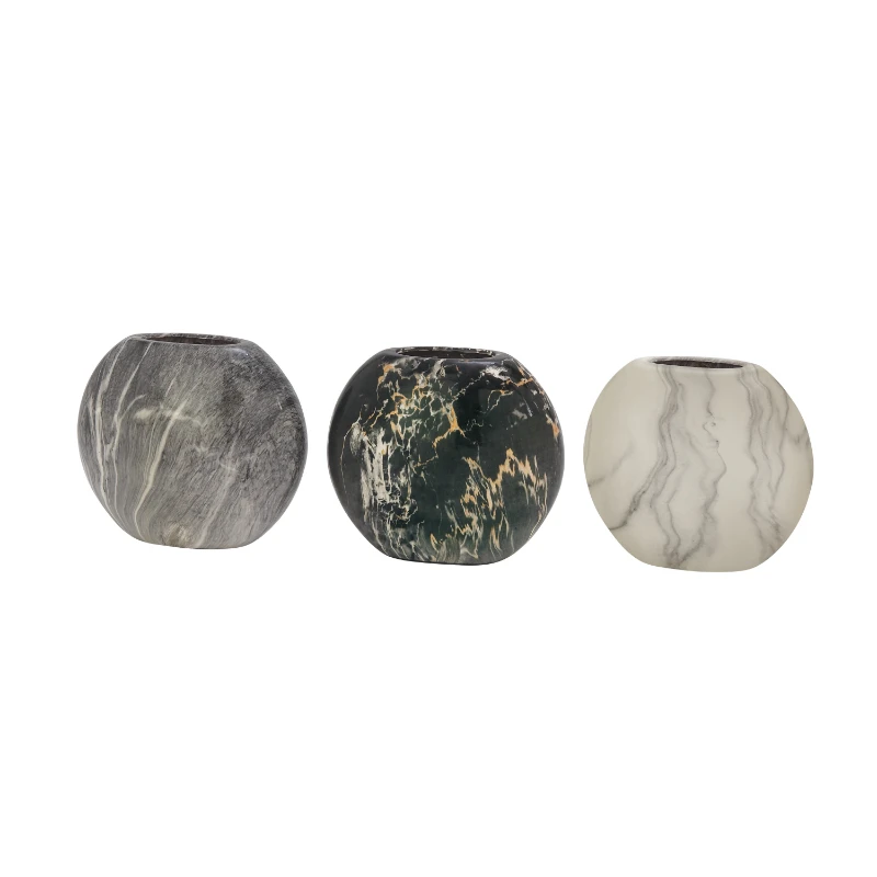 

8"H Faux Marble Gray Ceramic Vase, Set of 3