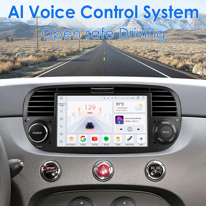 Фото Автомагнитола с поддержкой CarPlay, Octa Core 7862, Android Auto для FIAT 500 Abarth 2007-2015, мультимедиа, GPS-навигация, автомагнитола. №3