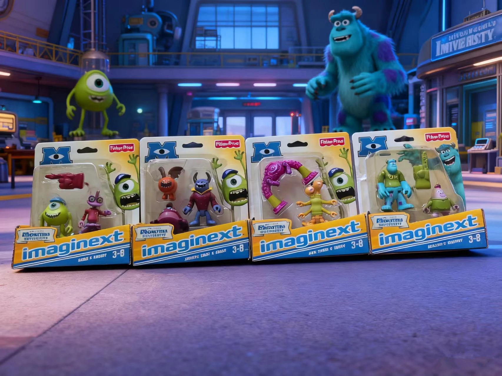 Фото Disney Imaginext Monsters Inc. Университет Майка, Рэнди Салли и Squishy Terri, милые свежие фигурки, мультяшная фигурка, запечатанная №2