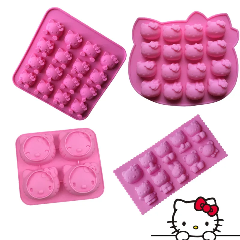 

Силиконовая форма для торта Sanrios Hellow Kittys в стиле аниме, мультяшная кошка, Бисквитное печенье, форма для шоколада, для девочек, домашние аксес...