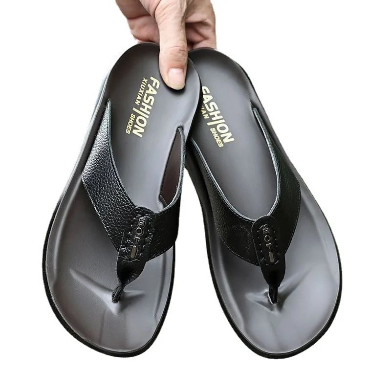 Новинка мужские сандалии летние шлепанцы кожаные